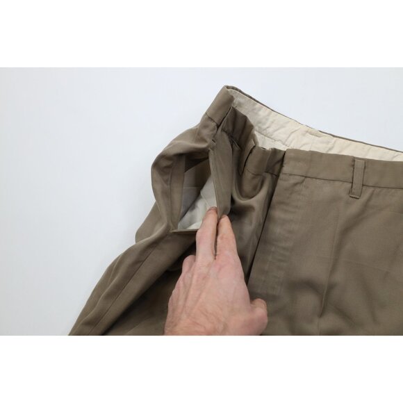 Vintage 50s 60s Streetwear Mens 34x27 Rayon Gabardine Chino Pants Trousers Beige - Picture 8 of 13